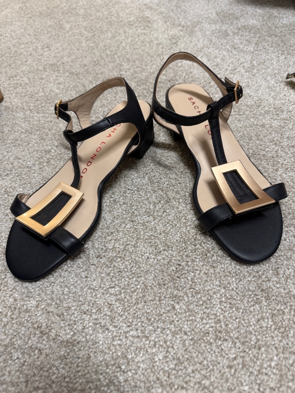 Sacha London black and gold sandal size 7.5